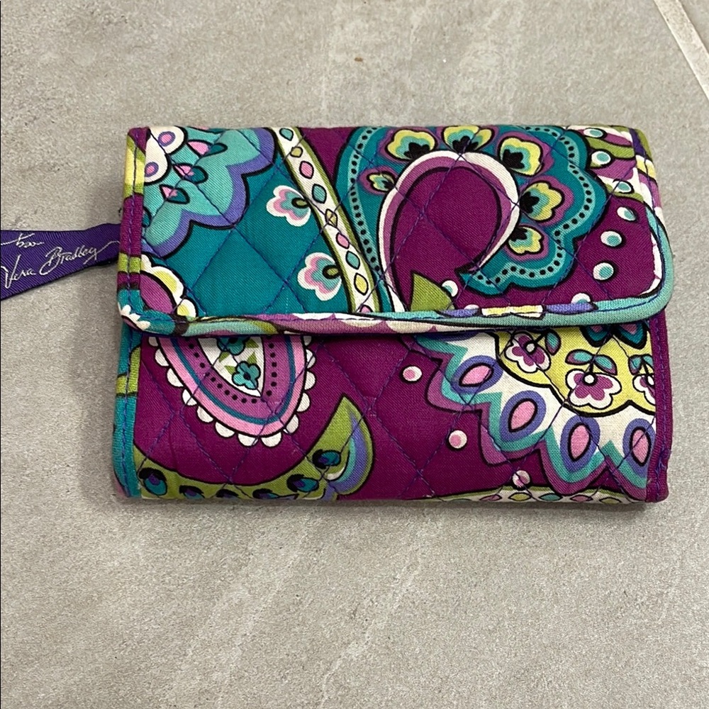Vera Bradley Paisley Quilted Wallet in Purple and Teal